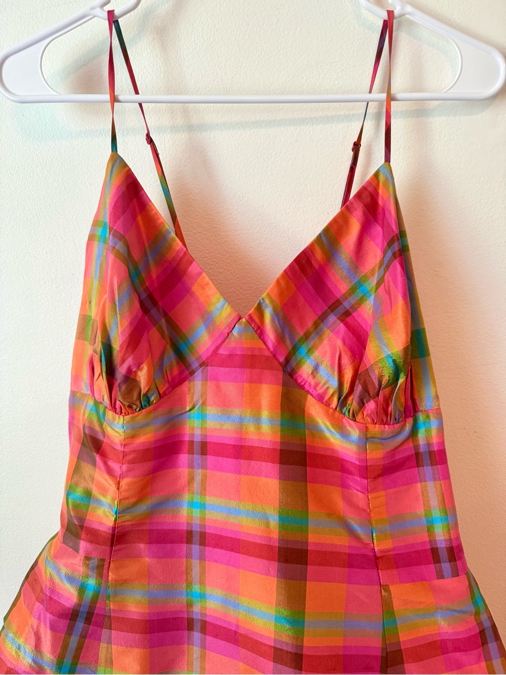 Isaac Mizrahi Bright Pink Plaid Fit-and-Flare silk Dress - Picture 4 of 7